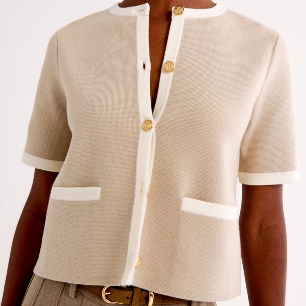 Abercrombie & Fitch Beige Button Top